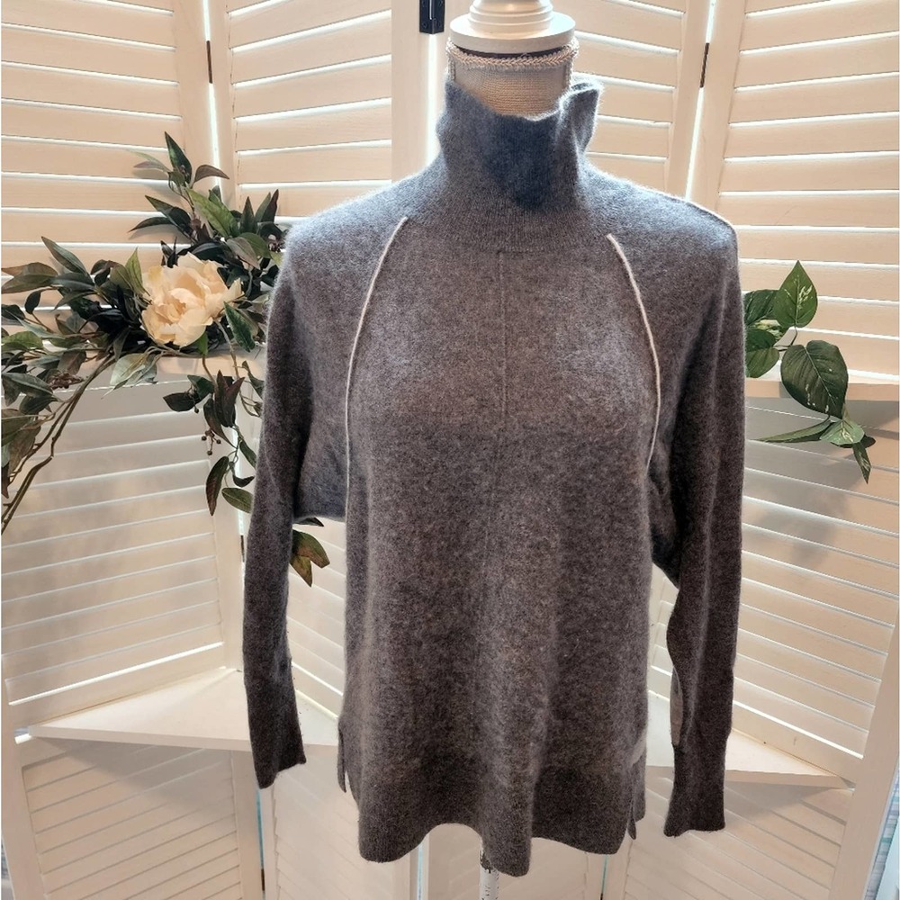 VINEYARD VINES GRAY CASHMERE COLORBLOCK MOCK TURTLENECK SWEATER SIZE SMALL